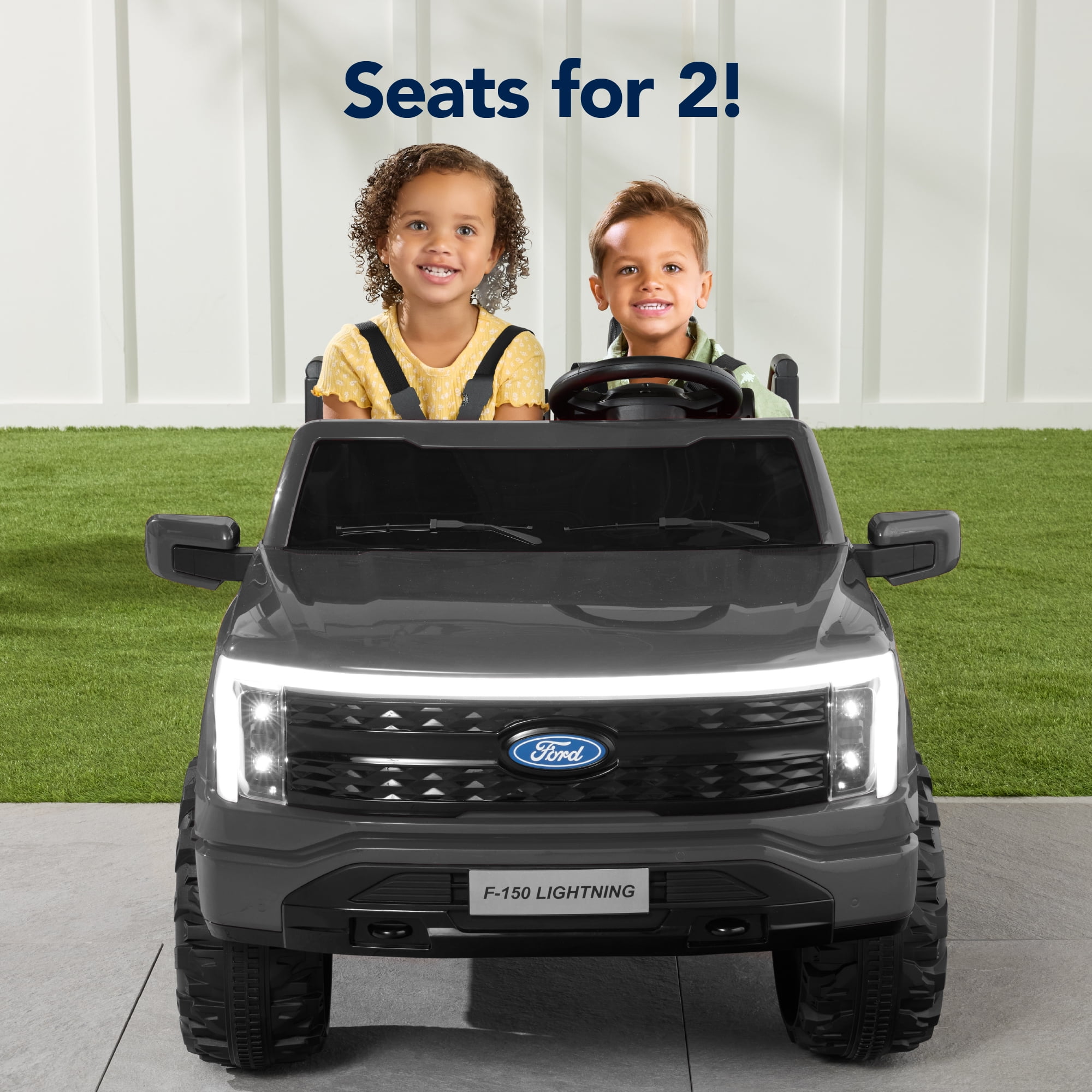 Best Choice Products Kids 24V Ride On Truck Officially Licensed Ford Lightning w/ Remote, LED Lights, 2 Speeds - Gray