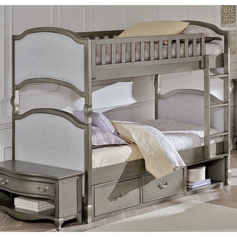 NE Kids Kensington Victoria Twin over Twin Storage Bunk in Silver