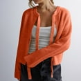 thumbnail image 3 of CILENON Tie Front Cropped Cardigan Sweaters for Women Crew Neck Long Sleeve Knit Bow Tie Trendy Sweater Tops Jackets for Women(Orange,S), 3 of 4