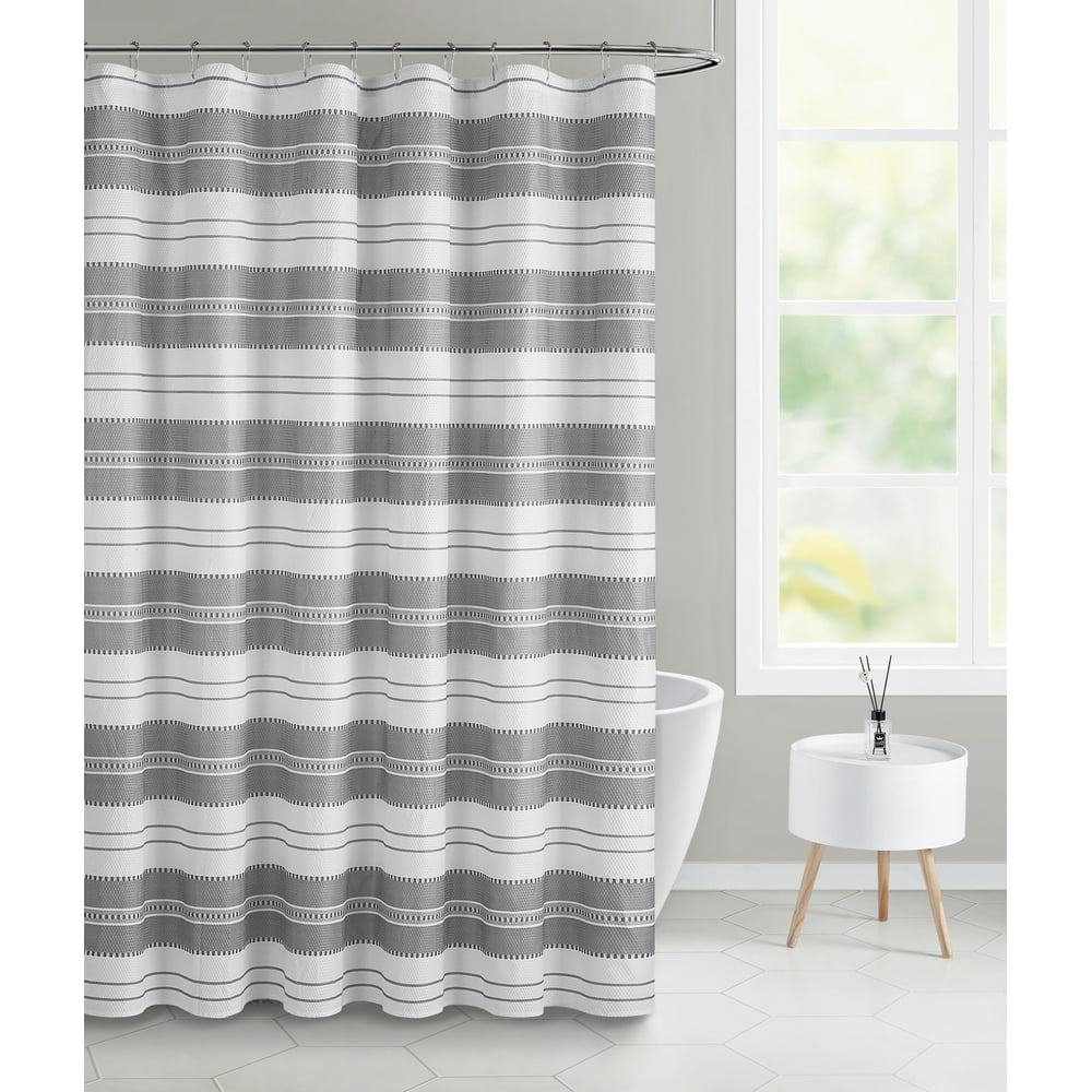 Mainstays Gray Stripes Embossed Textured Shower Curtain, Gray Walmart