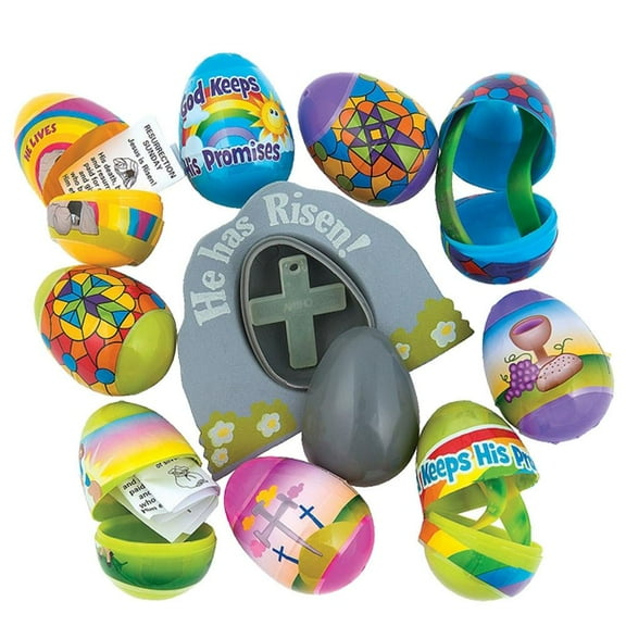 Set of 144 Crosses Toy-Filled Plastic Eggs 2.25 Inches