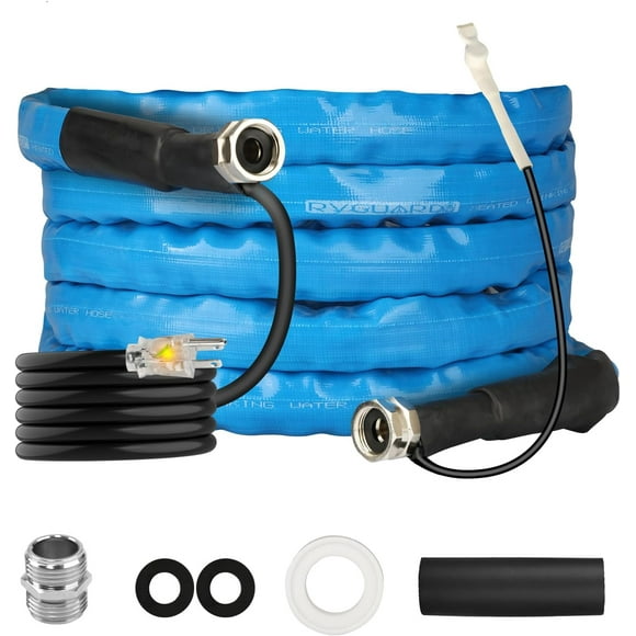 15FT Heated Water Hose for RV, -20 ℉ Freeze Protection Heated Water Hose with Energy-Saving Thermostat, Lead and BPA Free for RV/Home/Garden