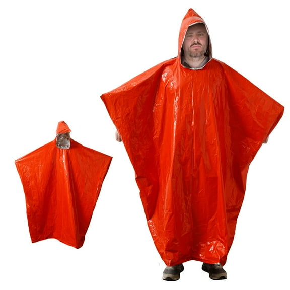 Plus Size Emergency Poncho, Mylar Poncho with Hood, Mylar Emergency Blanket in Camping, Hiking, and Outdoor Activities