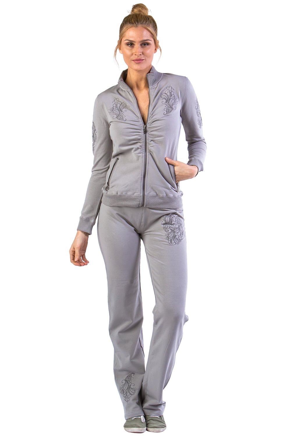 Vertigo Paris Women's Mock Neck Embroidered Lounge Tracksuit Jog Set ...