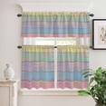 thumbnail image 2 of 3 Piece Kitchen Curtains and Valances Set Easter Cafe Curtains 36 Inch Length Farmhouse Ombre Colorful Wooden Grain Retro Valance & Tier Curtain for Living Room Bedroom Small Window 54"x18"+27"x36"*2, 2 of 6