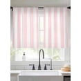 thumbnail image 3 of Pink Striped Semi Sheer Window Curtains 45 Inches Long, Modern Farmhouse Pink White Stripes Rod Pocket Voile Silky Chiffon Curtain Light Filtering Drapes for Living Room, Kitchen, 52"x45", 2 Panels, 3 of 9