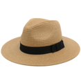 thumbnail image 1 of Zhuge Sombrero de paja ancha para protección solar y estilo, tamaño 54 - 59 cm, color café, 1, 1 of 5