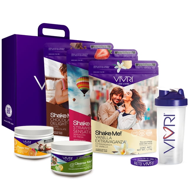 Reto VIVRI Intensivo 30 días | 60 desayunos y cenas a través de sistema de nutrición esencial| Incluye Shaker y Pulsera | 60 Porciones