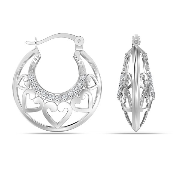 LeCalla 925 Sterling Silver Hypoallergenic Antique Click Top Filigree Hoop Earrings Jewelry for Women and Teen 18MM