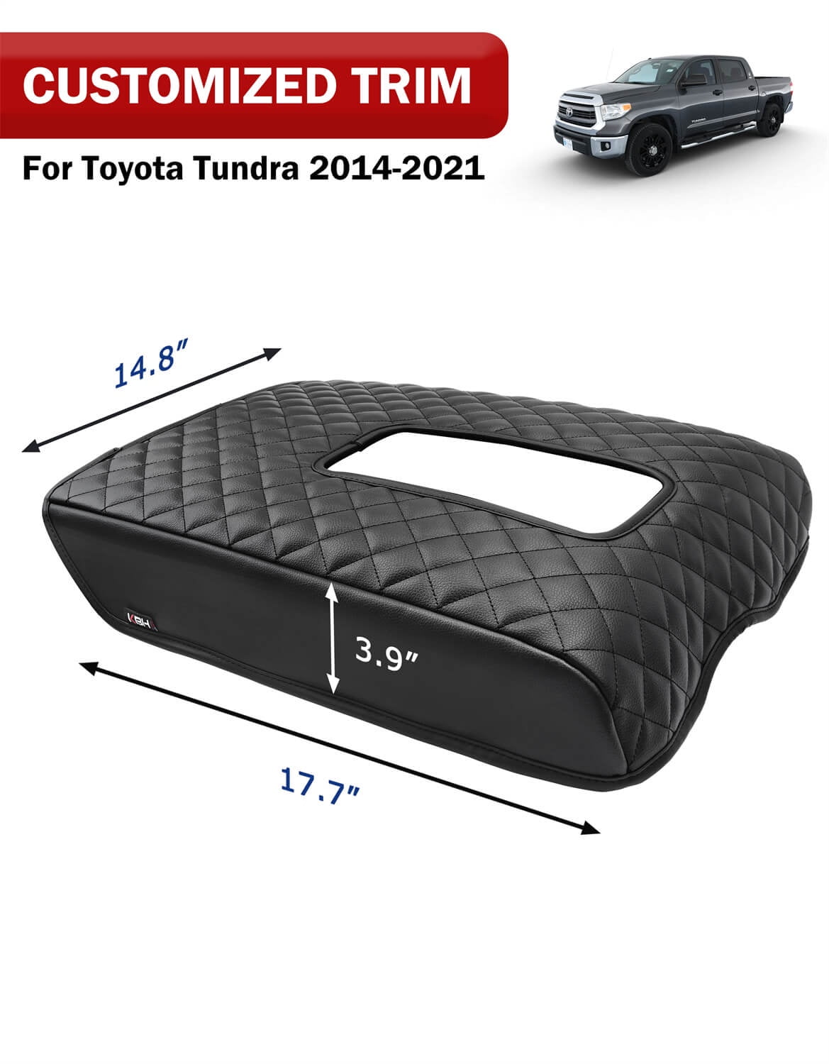 KBH Center Console Cover for Toyota Tundra 2014-2021, Car Armrest Cushion Pad for Tundra Accessories, Anti-Scratch Leather Middle Console Cover