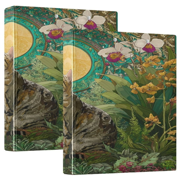 3 Ring Binder 1.5 inch Round Rings with Interior Pockets Binders Organizer Office School 1Pack Tabby in The Garden