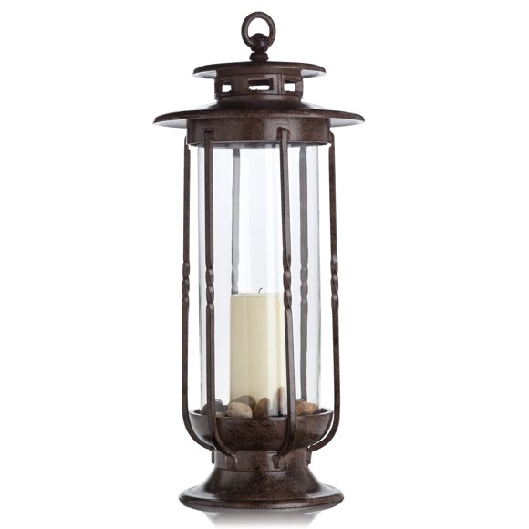 H Potter Grande Lanterne Décorative d'Ouragan en Verre Bougeoir en Fonte Rustique Intérieur et Extérieur Lumière avec Poudre Manteau Finition Pièce Maîtresse pour la Maison Mariage Ferme Décor