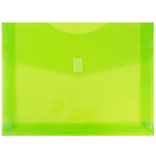 JAM Plastic Envelopes with Hook & Loop Closure, 2" Expansion, Letter Booklet, 9 3/4" x 13", Lime