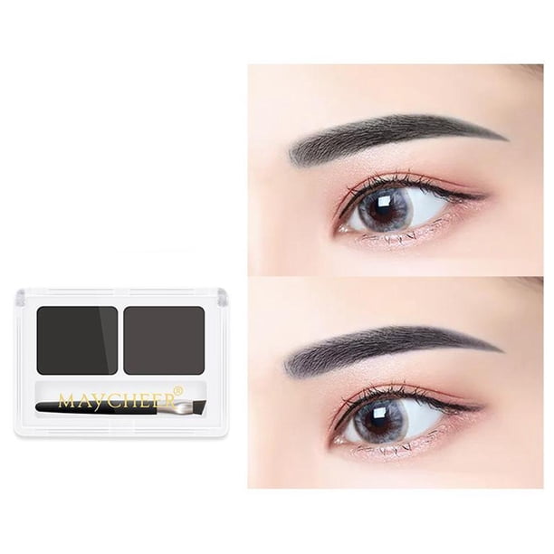 CAIROYAR Polvo para cejas de doble color, natural, tridimensional, resistente al agua y al sudor.