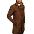 thumbnail image 3 of LANGWYQU Double Breasted Men Solid Color Button Trenchcoat Male Lapel Waterproof Jacket Coat, 3 of 5