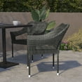 thumbnail image 2 of Flash Furniture Ethan Set of 2 Commercial Grade Stacking Patio Chairs, All Weather PE Rattan Wicker Patio Dining Chairs in Gray, 2 of 12