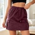 thumbnail image 5 of XIAOCHA Multi-Pocket Cargo Skirt for Women Elastic Waist Summer Casual Mini Skort, 5 of 6