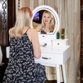 Vanity Table Set Makeup Dressing Table w/ 3Color Lighted Mirror