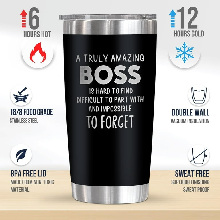 WFSJRED Boss Gifts Tumbler - 20oz Stainless Steel Insulated Cup With Straw, Dear Boss Appreciation Gift