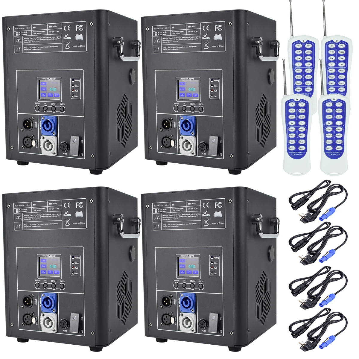 4PCS Large Cold Spark Machine DMX512 Firework Machine  for Wedding Stage Party DJ Disco,Black with FlightCase