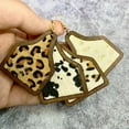 thumbnail image 6 of Brown Wood Leopard Cowhide Genuine Leather Cow Tag Western Earrings for Women, 6 of 9