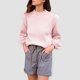 thumbnail image 2 of Gibobby Suéter Abrigo Mujer Suéter de punto de manga de burbuja con cuello Rojoondo de color sólido para mujer para otoño e invierno (Rosa, S), 2 of 5