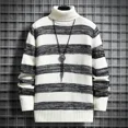 thumbnail image 4 of Suéter de punto de cuello alto de manga larga para hombre, jersey de punto a rayas para hombre, jersey de cuello alto, jersey de diseñador informal barato, novedad, 4 of 5