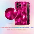 thumbnail image 3 of Case for iPhone 15 Pro Max 6.7 inch, Cute Solid Color Curly Wave Shape Shockproof Soft Bumper Phone Case, Candy Water Ripple 3D Silicon Slim Pretty Case Non-Yellowing Cover, Hot Pink, 3 of 13