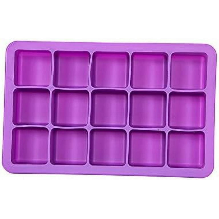 AYI&AYEE Silicone Ice Cube Trays with Lids - 2 Pack - 15 Cavities 1 2/5  inch (2 tbsp / 30ml / 1 fl oz) Square Ice Cubes Baking Molds - BPA free -  Easy