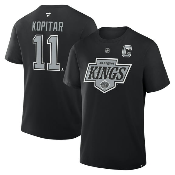 Men's Fanatics Anze Kopitar Black Los Angeles Kings Authentic Stack Name & Number T-Shirt