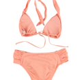thumbnail image 2 of bar III Womens Halter Ruched 2 Piece Bikini, Orange, X-Small, 2 of 2