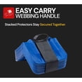 thumbnail image 3 of 100 Pack Blue Flatbed Edge Protectors w/ Carrying Case & Webbing Handle - 8"x8"x10" Plastic V Shaped Corner Protectors for Cargo Loads & Tie Down Strap Guard - Fit 1 Strap Up to 4", 3 of 12