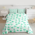 thumbnail image 2 of jejeloiu Cartoon Cute Bowknot Full Size Comforter Sets,Girl Green Bowknot Bedding Sets For Teens Reversible 3-Piece, 2 of 8