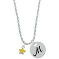 thumbnail image 1 of Delight Jewelry Silvertone Mini Yellow Star Silvertone Script Initial Disc - M - Charm Necklace, 20"+3", 1 of 4