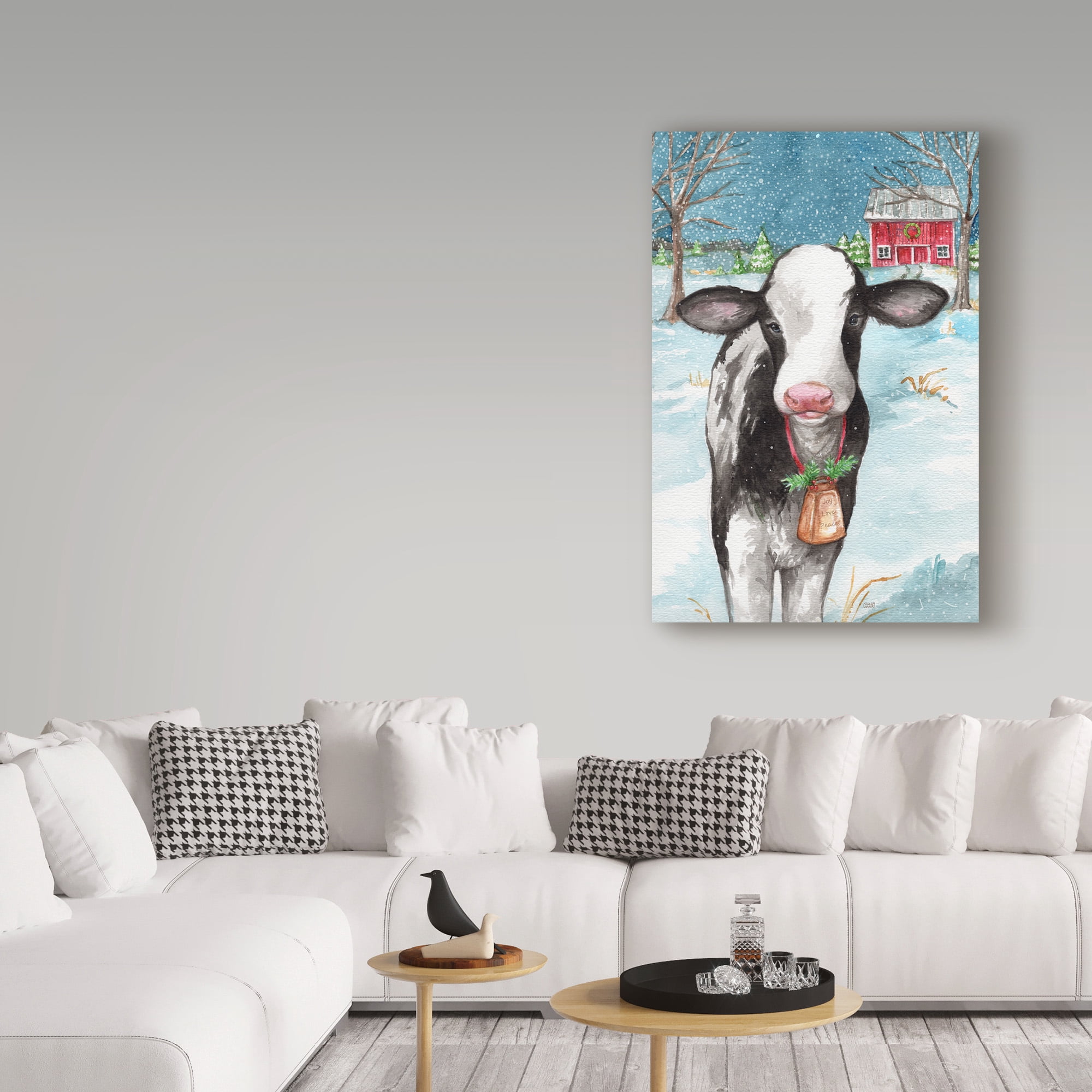 Trademark Fine Art 'Country Barn Christmas With Wreath' Canvas Art by Melinda Hipsher