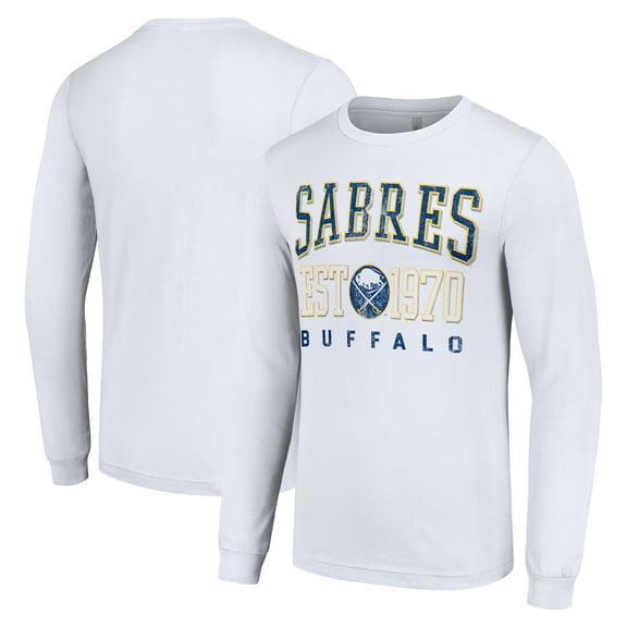 Men's Starter White Buffalo Sabres Retro Graphic Long Sleeve Crew T-Shirt