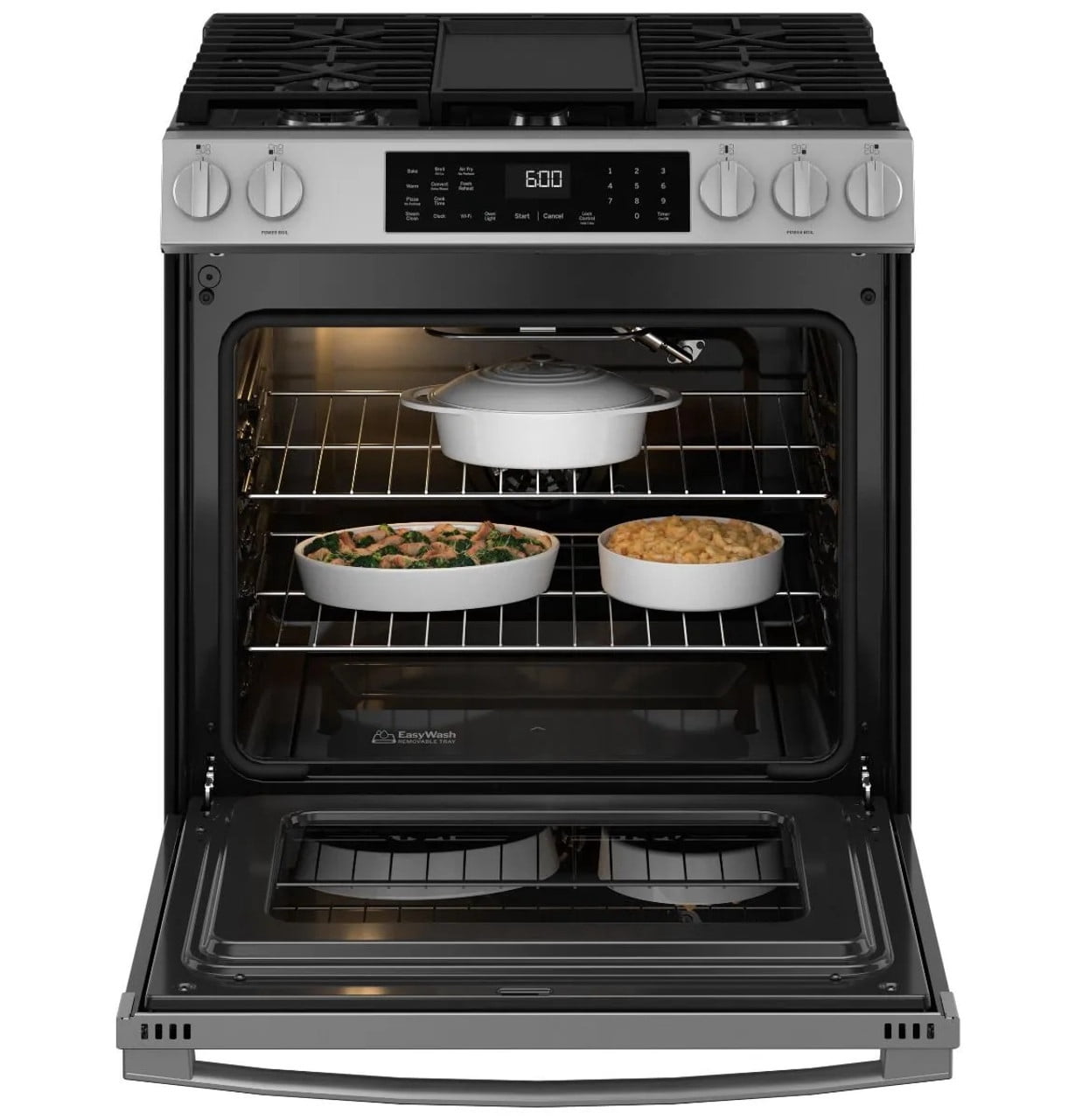 General Electric 30 in Slide-In Double Oven Gas Range in Silver