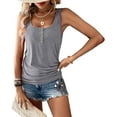 thumbnail image 6 of Womens Tank Tops, 2 Pack Summer Tank Tops for Women 2025, Sleeveless U Neck Loose Button Casual Henley Tops Shirts, 6 of 7