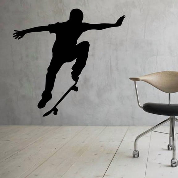 Skate Wall Decal Skateboard Extreme Sports Art Teens Boys Bedroom Nursery Interior Decor Door Window Vinyl Stickers Mural 28x29cm