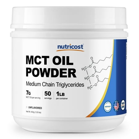 Nutricost MCT Oil Powder 1LB (16oz) - Great for Keto, Ketosis and Ketogenic Diets - Zero Net Carbs - Made in The USA, Non-GMO + Gluten Free (Medium Chain