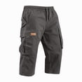 thumbnail image 5 of Mens 3/4 Length Cargo Capri Pants Drawstring Elastic Waist Summer Lightweight Casual Outdoor Hiking Athletic Cropped Trousers Dark Gray M, 5 of 7