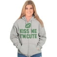 thumbnail image 4 of Kiss Me I'm Cute Saint Patricks Day Zip Hoodie Sweatshirt Women Brisco Brands X, 4 of 6