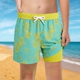 thumbnail image 2 of PRfgtbd Boys Summer Swim Trunks Cartoon Print Elastic Waistband Beach Shorts For Kids Swimwear Bottoms Bathing Suit With Compression Liner 8-9 Years, 2 of 4