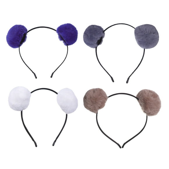 EeaseCA 4 Pcs Adorables Serre-Têtes Boule de Cheveux Mode Anneaux de Cheveux Coiffure Attrayante Accessoires pour Cheveux pour la Maison Extérieur (Bleu, Blanc, Brun, Gris)