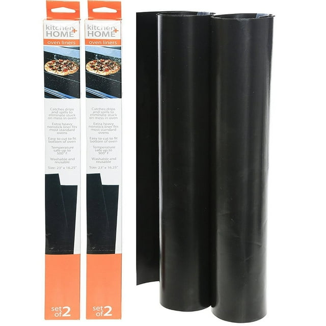 Kitchen + Home Oven Liner Set of 4 – Large Heavy Duty PFOA & BPA Free – Non-stick Reusable Oven Liner for Gas, Electric & Microwave Ovens – Works as Baking Mat & Grill Mat