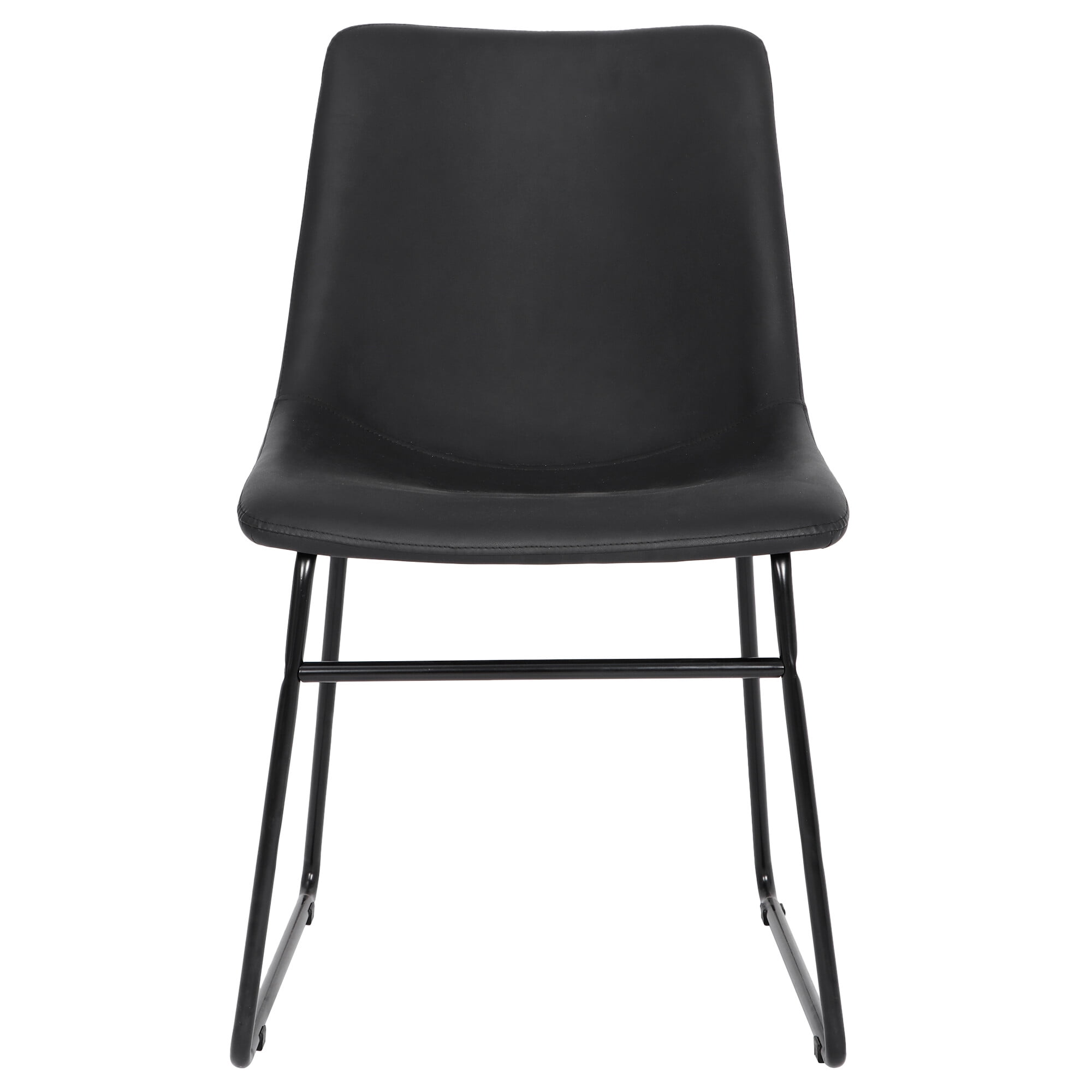HomGarden Set of 2 Dining Chair W/Backrest Modern PU Leather Side Chair for Kitchen & Dining Room Black