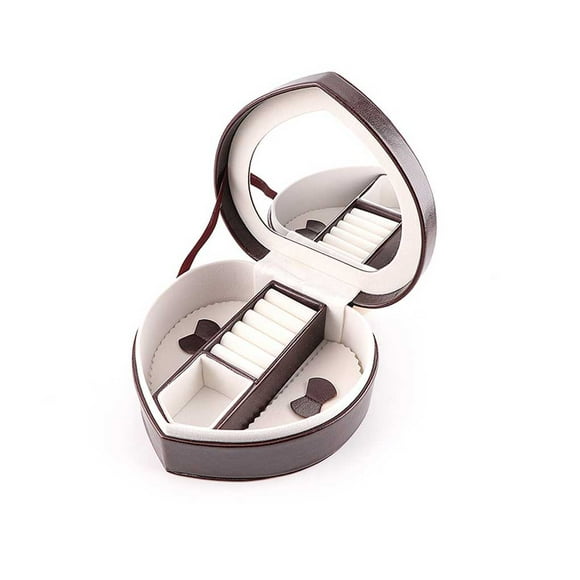 Sonducket Vitrina Suministros de joyería Organización Romántica Caja de almacenamiento de gran capacidad Multicolor PU Práctico Duradero Ropa, zapatos y accesorios Miscelánea Café 18.5*17.5*7 cm