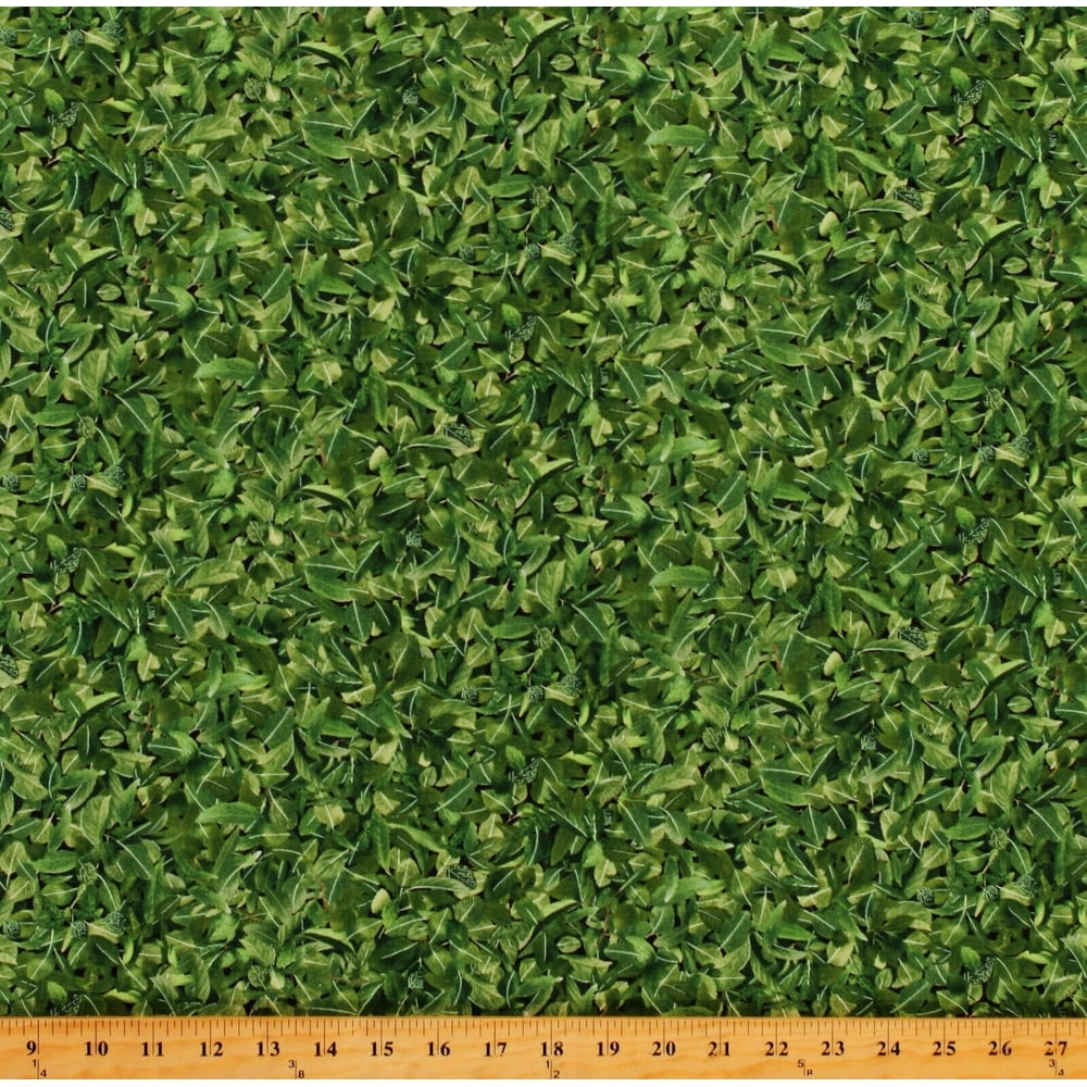 Cotton Leaves Summer Trees Nature Green Cotton Fabric Print by the Yard