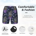 thumbnail image 4 of Kdxio Lavender Flowers Print Men's Swim Trunks with Compression Liner 7 Inch Inseam Quick Dry Swim Shorts, 4 of 7