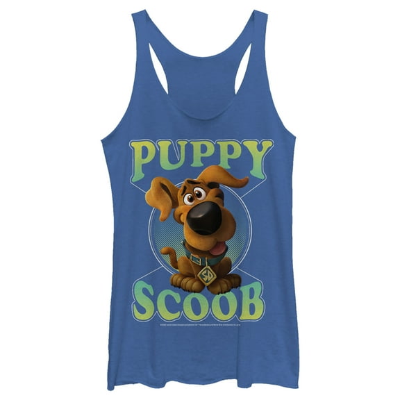Women's Scooby Doo Puppy Circle Racerback Tank Top Royal Blue Heather X Large
